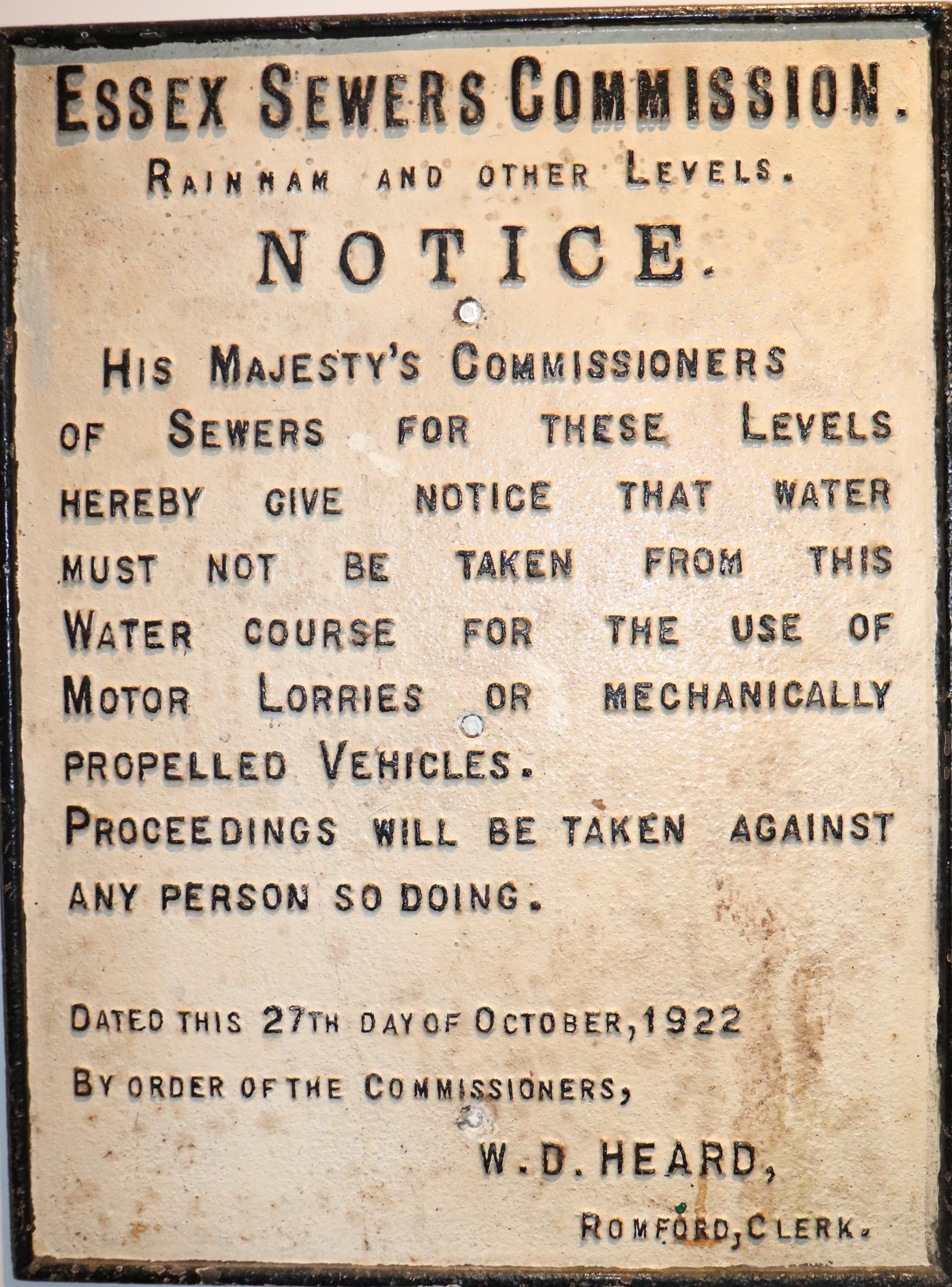 Essex Sewer Commission Notice